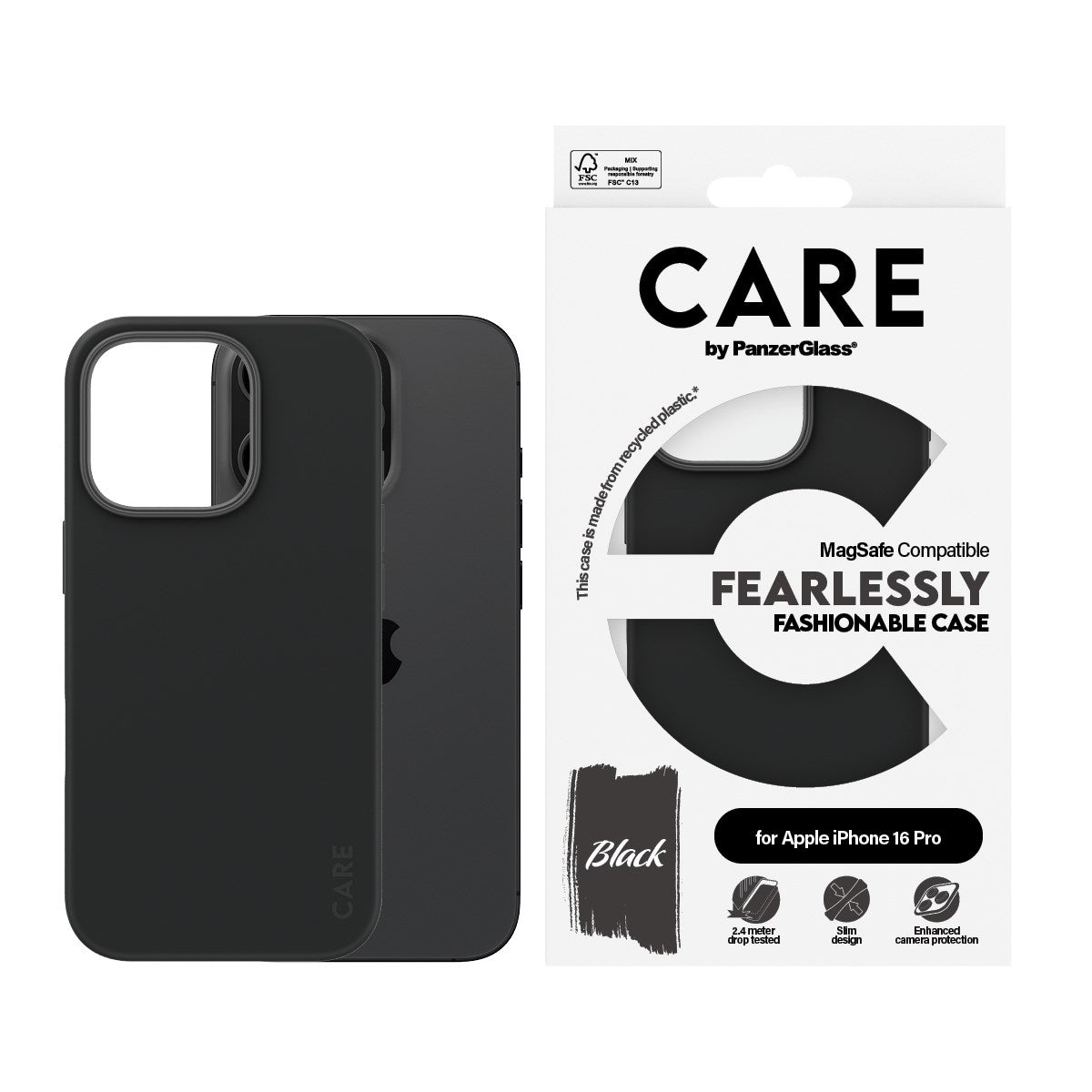 CARE by PanzerGlass® Case Black w. MagSafe iPhone 16 Pro